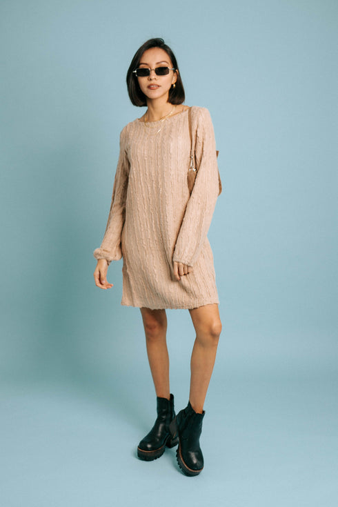 Snow Drop Sweater Dress// Taupe